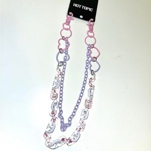 Pastel pink lavender purple wallet chain with hearts